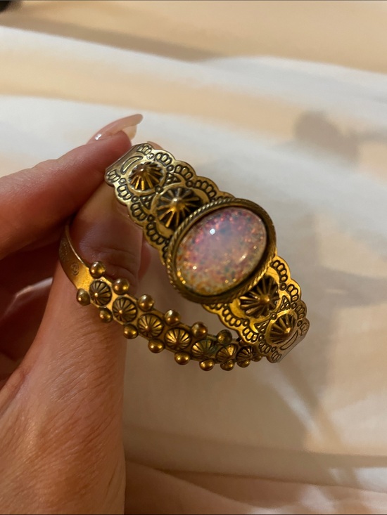 Jewelry - Vintage Southwestern Brass Cuff Bracelet Lot - Faux Opal Boho Set